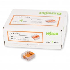 50 Stück Wago 3polig 0,14 - 4mm² mit Hebel Compact Verbindungsklemmen (221-413) 