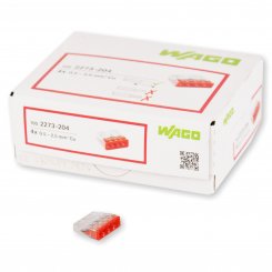 100 Stück Wago 4polig 0,5 - 2,5mm² Compact Verbindungsklemmen (2273-204) 