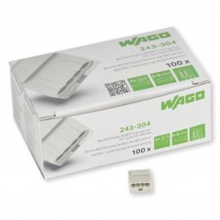 100 Stück Wago 4polig grau 0,6 - 0,8mm² Micro Verbindungsklemmen (243-304) 