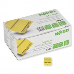 100 Stück Wago 4polig gelb 0,6 - 0,8mm² Micro Verbindungsklemmen (243-504) 
