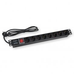 Steckdosenleiste 8-fach mit Schalter - 19" (483mm) 