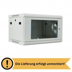 Koscom Wandschrank 6HE Wandmontage 600x450x369 (BxTxH) - 19" - unmontiert - grau 