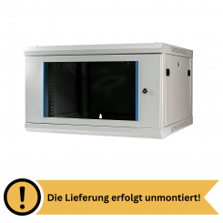 Koscom Wandschrank 6HE Wandmontage 600x600x369 (BxTxH) - 19" - unmontiert - grau 