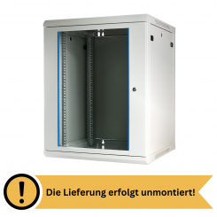 Koscom Wandschrank 15HE Wandmontage 600x600x770 (BxTxH) - 19" - unmontiert - grau 