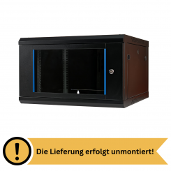 Koscom Wandschrank 6HE Wandmontage 600x600x369 (BxTxH) - 19" - unmontiert - schwarz 
