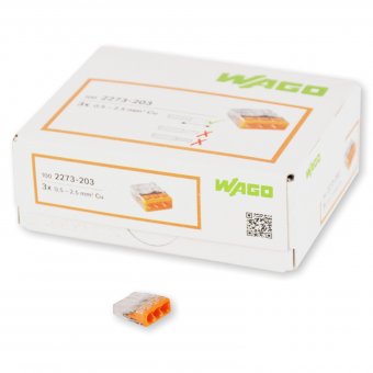 100 Stück Wago 3polig 0,5 - 2,5mm² Compact Verbindungsklemmen (2273-203) 