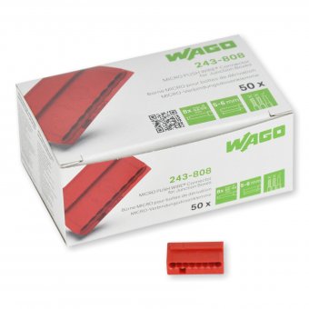 50 Stück Wago 8polig rot 0,6 - 0,8mm² Micro Verbindungsklemmen (243-808) 